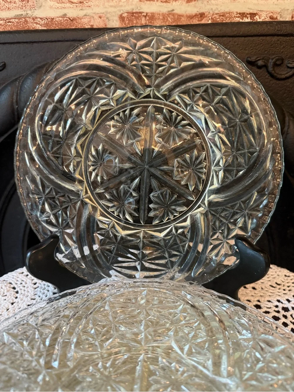 Anchor Hocking Stars and Bars Clear Glass 8.25” Luncheon Salad Plates Set of 6
